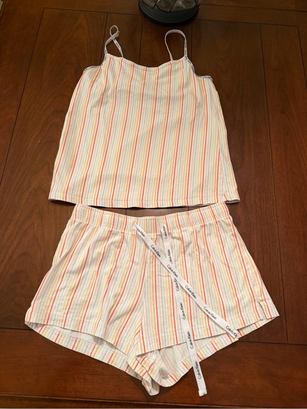 Calvin Klein Cream Cami & Striped Shorts Sleep Set